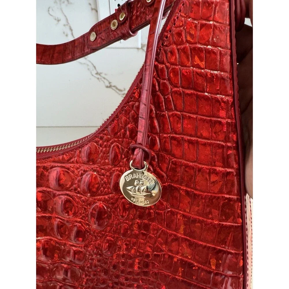 NWOT Rare Brahmin Tabitha Chili Red Leather Shoulder Bag